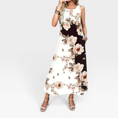 Women's Floral Maxi Dress – Sleeveless Summer Wedding Guest
