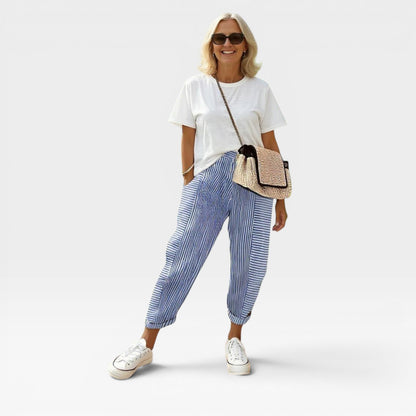 Casual Striped Trousers for Women – Lightweight, Breathable, All-Day Comfort