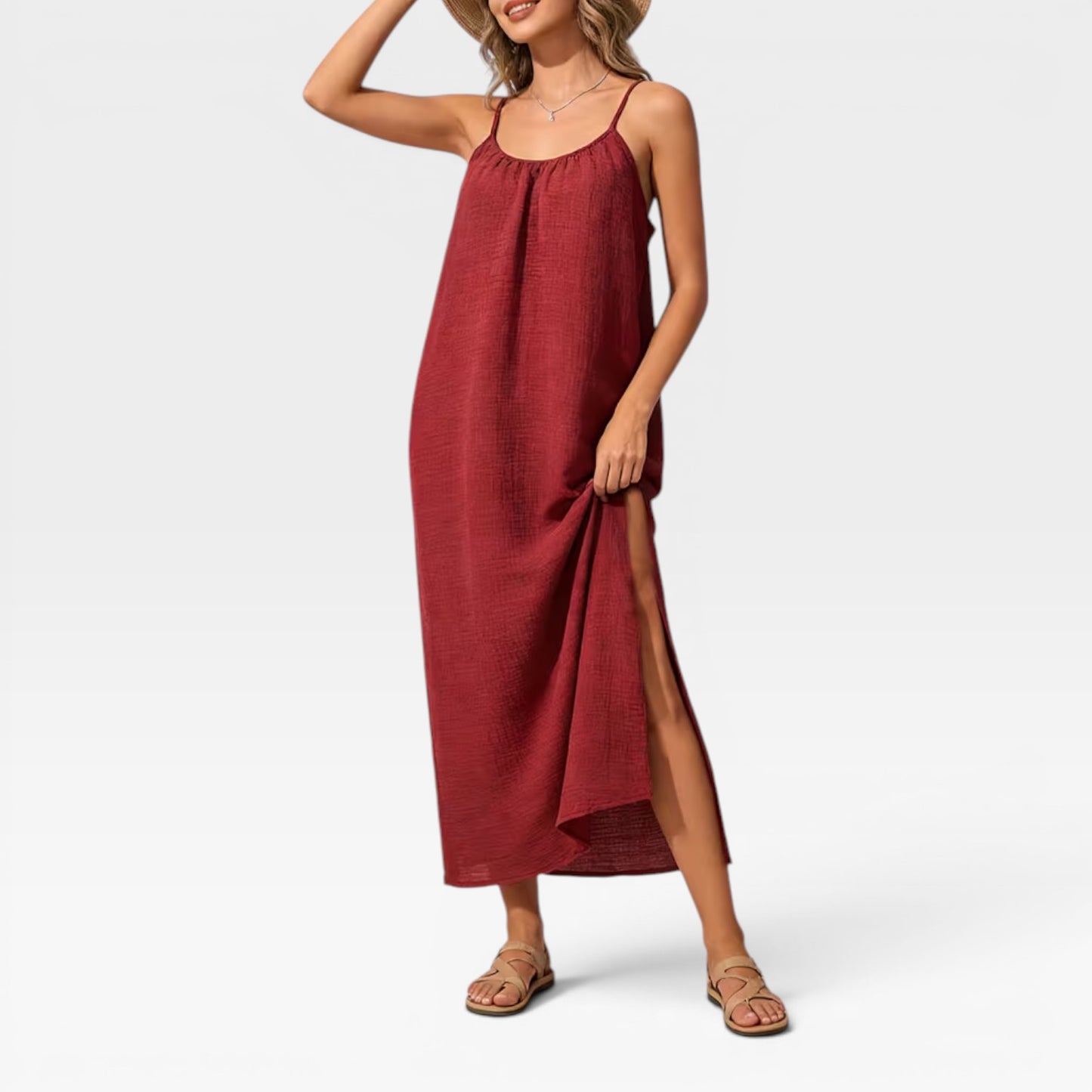 Women's Cami Maxi Dress – Loose Fit Side Split Summer Holiday