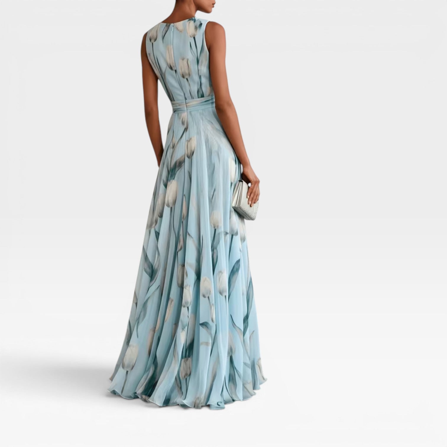 Women's Floral Maxi Dress – V-Neck Floaty Summer Wedding Guest