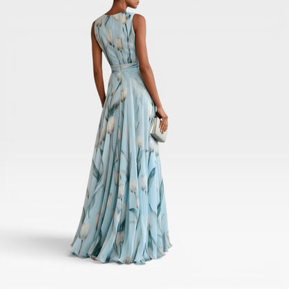 Women's Floral Maxi Dress – V-Neck Floaty Summer Wedding Guest