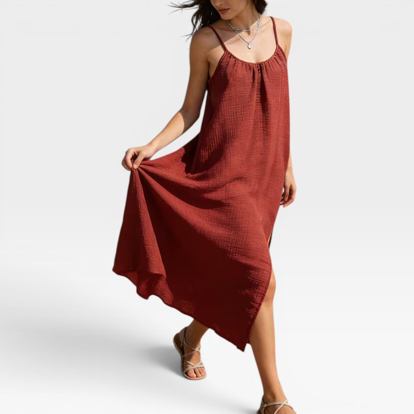 Women's Cami Maxi Dress – Loose Fit Side Split Summer Holiday