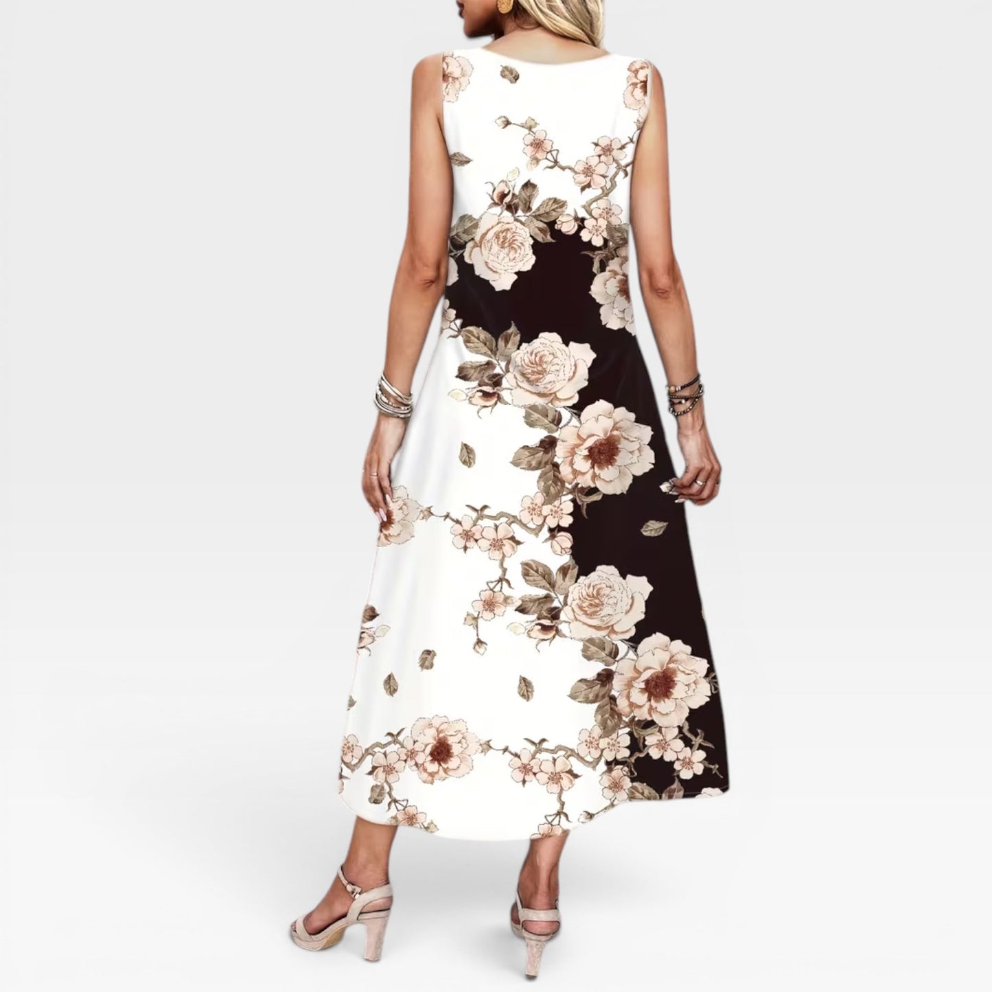 Women's Floral Maxi Dress – Sleeveless Summer Wedding Guest