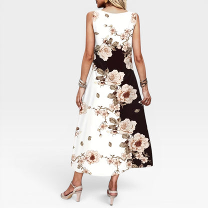 Women's Floral Maxi Dress – Sleeveless Summer Wedding Guest