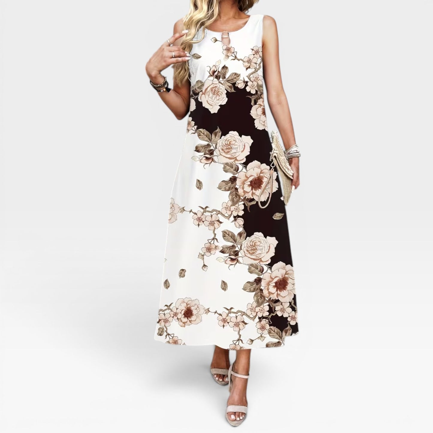 Women's Floral Maxi Dress – Sleeveless Summer Wedding Guest