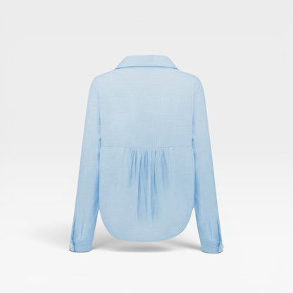Women's Linen Blend Long Sleeve Shirt – Loose Fit, Breathable Summer Blouse