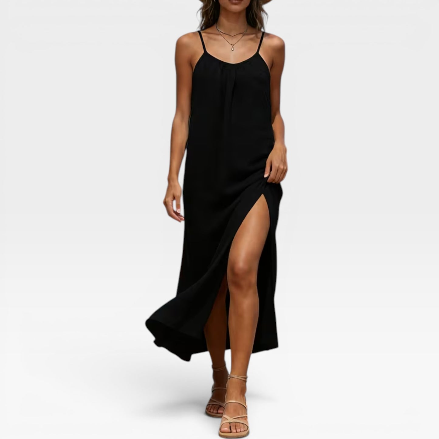 Women's Cami Maxi Dress – Loose Fit Side Split Summer Holiday