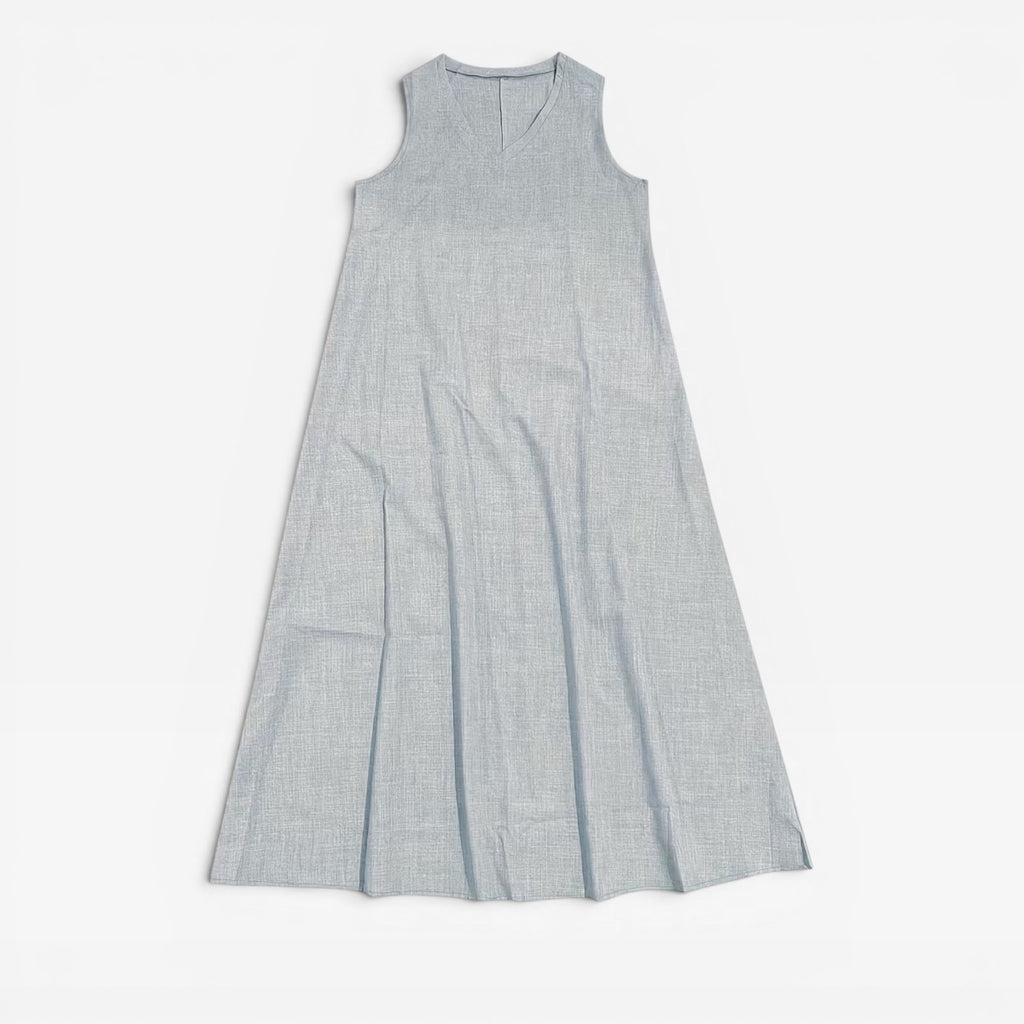 Women's Linen Blend Maxi Dress – V-Neck Sleeveless Relaxed Summer