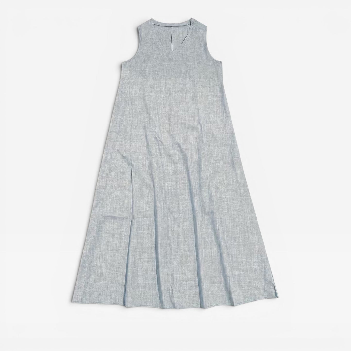 Women's Linen Blend Maxi Dress – V-Neck Sleeveless Relaxed Summer