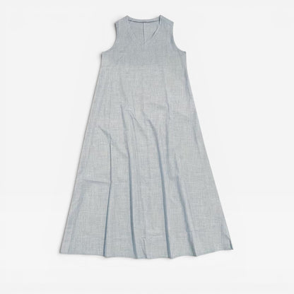 Women's Linen Blend Maxi Dress – V-Neck Sleeveless Relaxed Summer