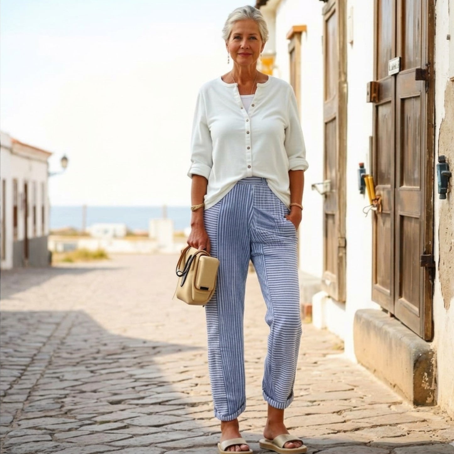Casual Striped Trousers for Women – Lightweight, Breathable, All-Day Comfort