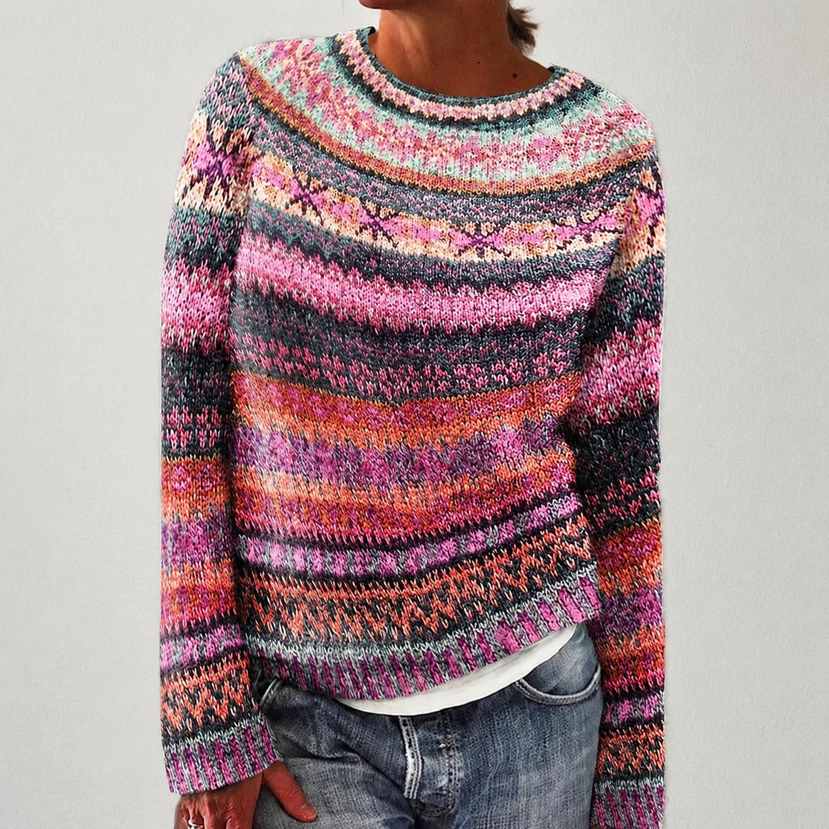 Women's Cozy Patterned Knit Jumper