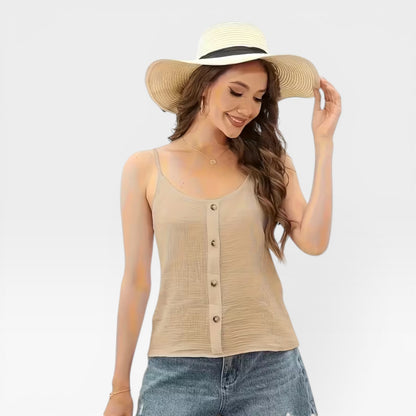 Women's Sleeveless Button-Front Cami Blouse – Lightweight, Breathable Summer Top
