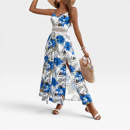 Women's Tropical Floral Maxi Dress – Cami V-Neck Summer Holiday