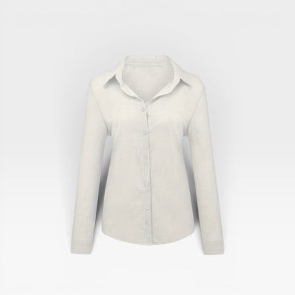 Women's Linen Blend Long Sleeve Shirt – Loose Fit, Breathable Summer Blouse