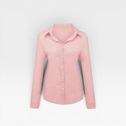 Women's Linen Blend Long Sleeve Shirt – Loose Fit, Breathable Summer Blouse