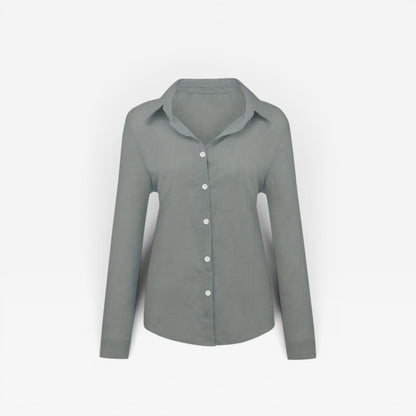 Women's Linen Blend Long Sleeve Shirt – Loose Fit, Breathable Summer Blouse