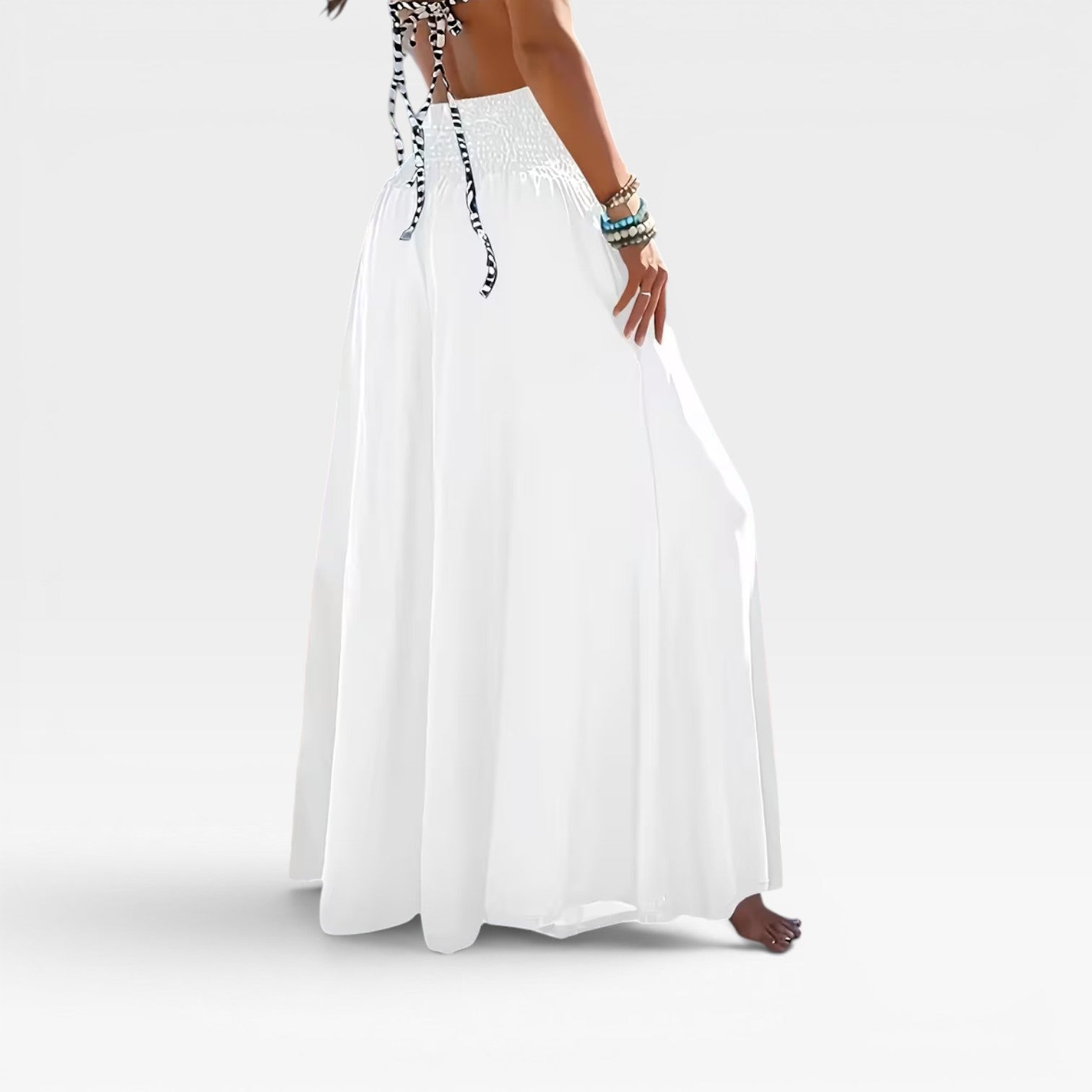 Women's Wide-Leg Flared Summer Trousers – Loose Fit, Elegant Vacation Style