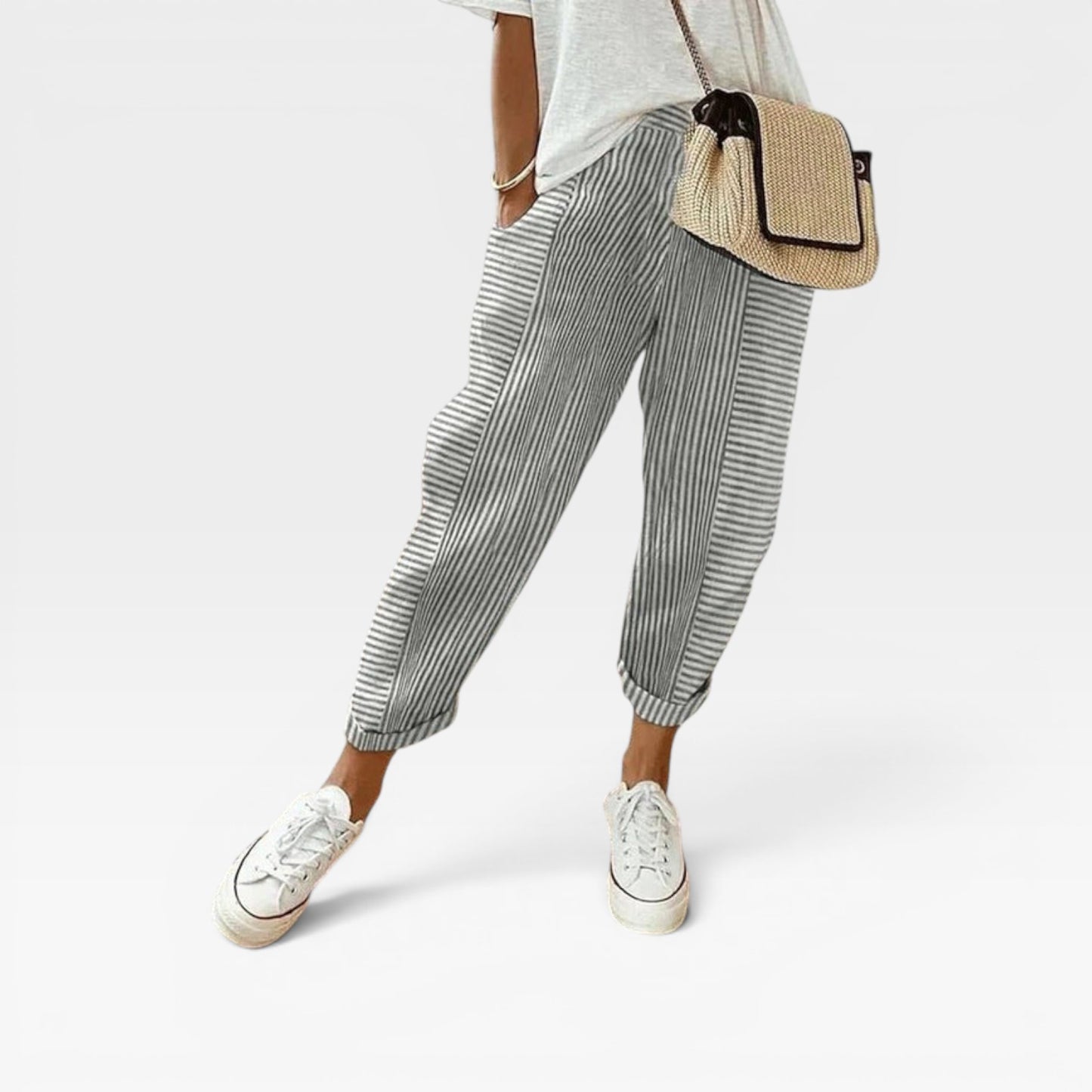 Casual Striped Trousers for Women – Lightweight, Breathable, All-Day Comfort