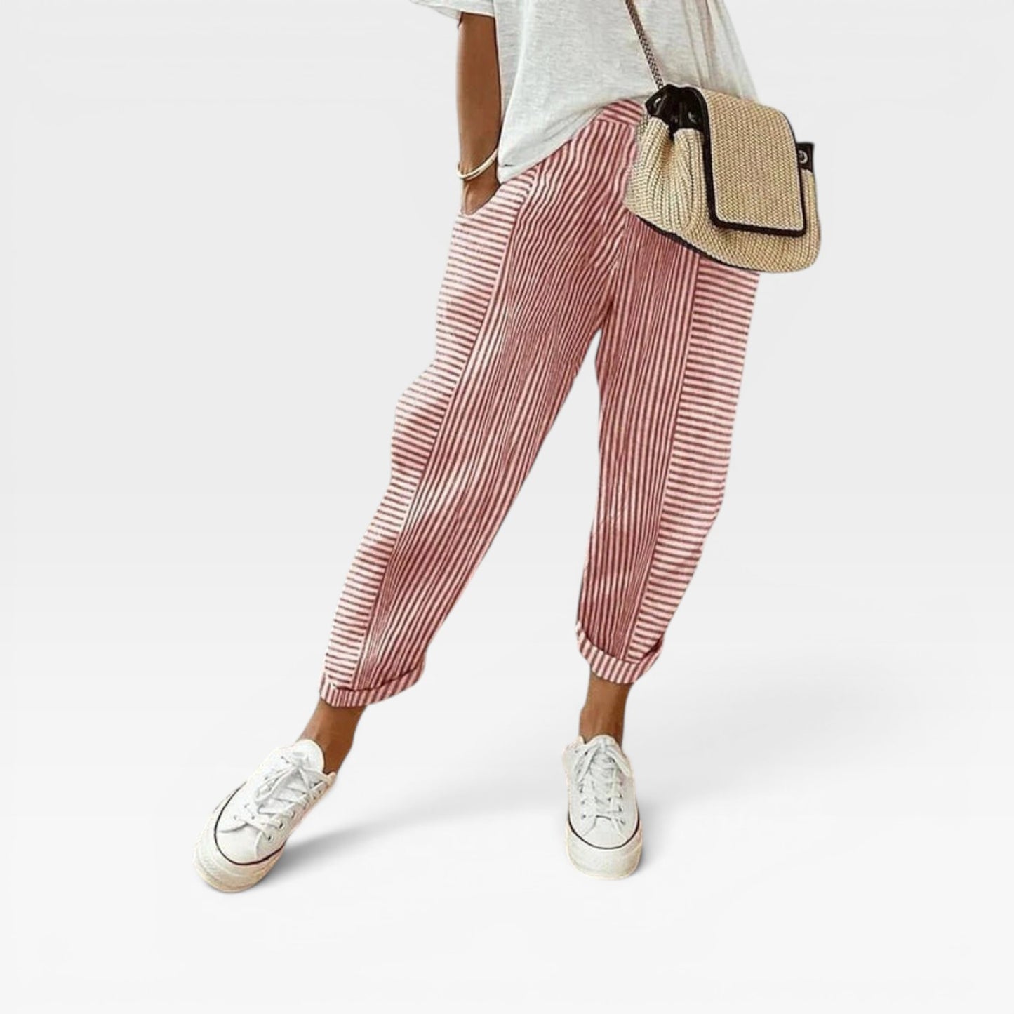 Casual Striped Trousers for Women – Lightweight, Breathable, All-Day Comfort