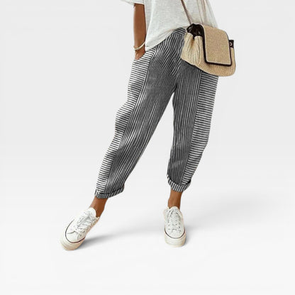 Casual Striped Trousers for Women – Lightweight, Breathable, All-Day Comfort