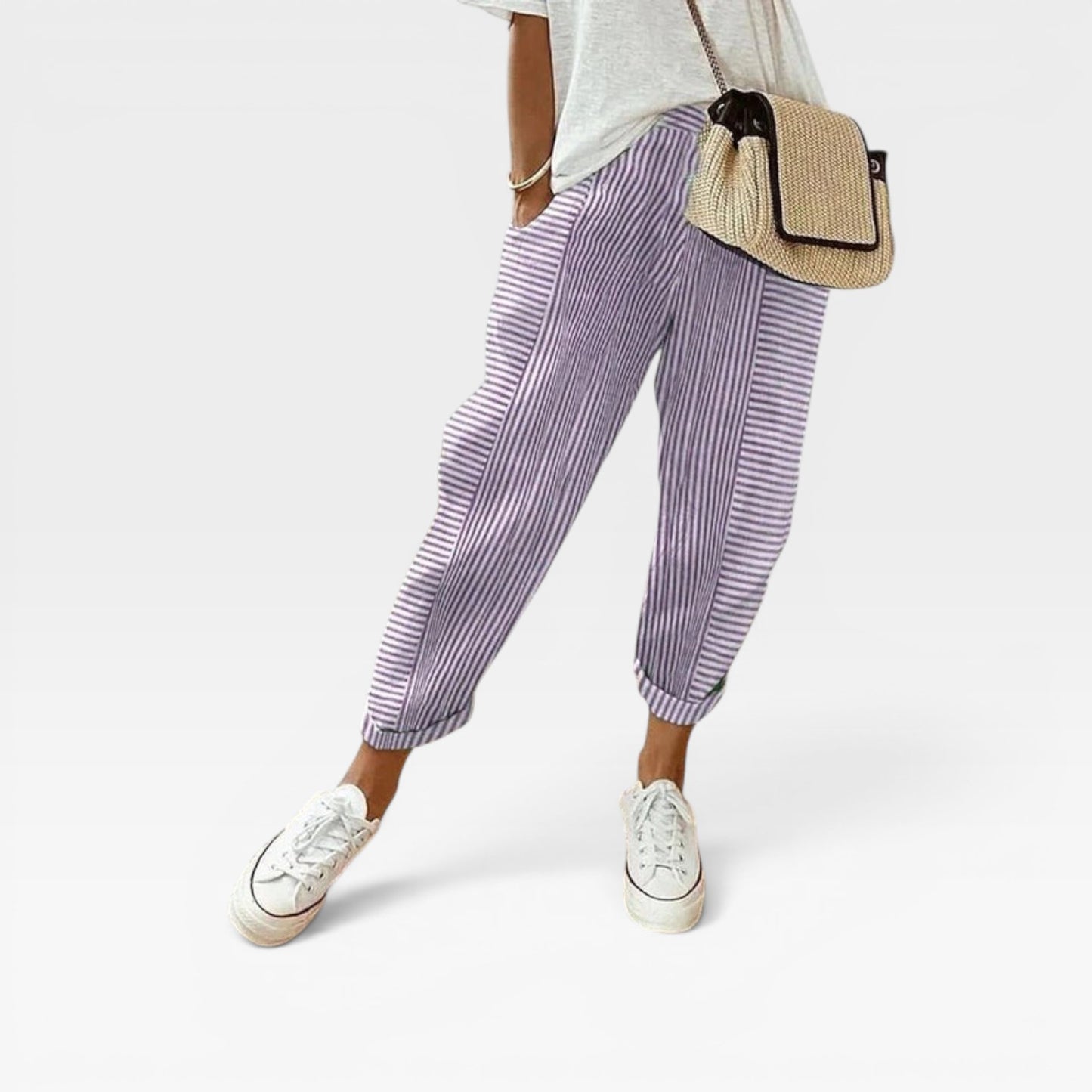 Casual Striped Trousers for Women – Lightweight, Breathable, All-Day Comfort
