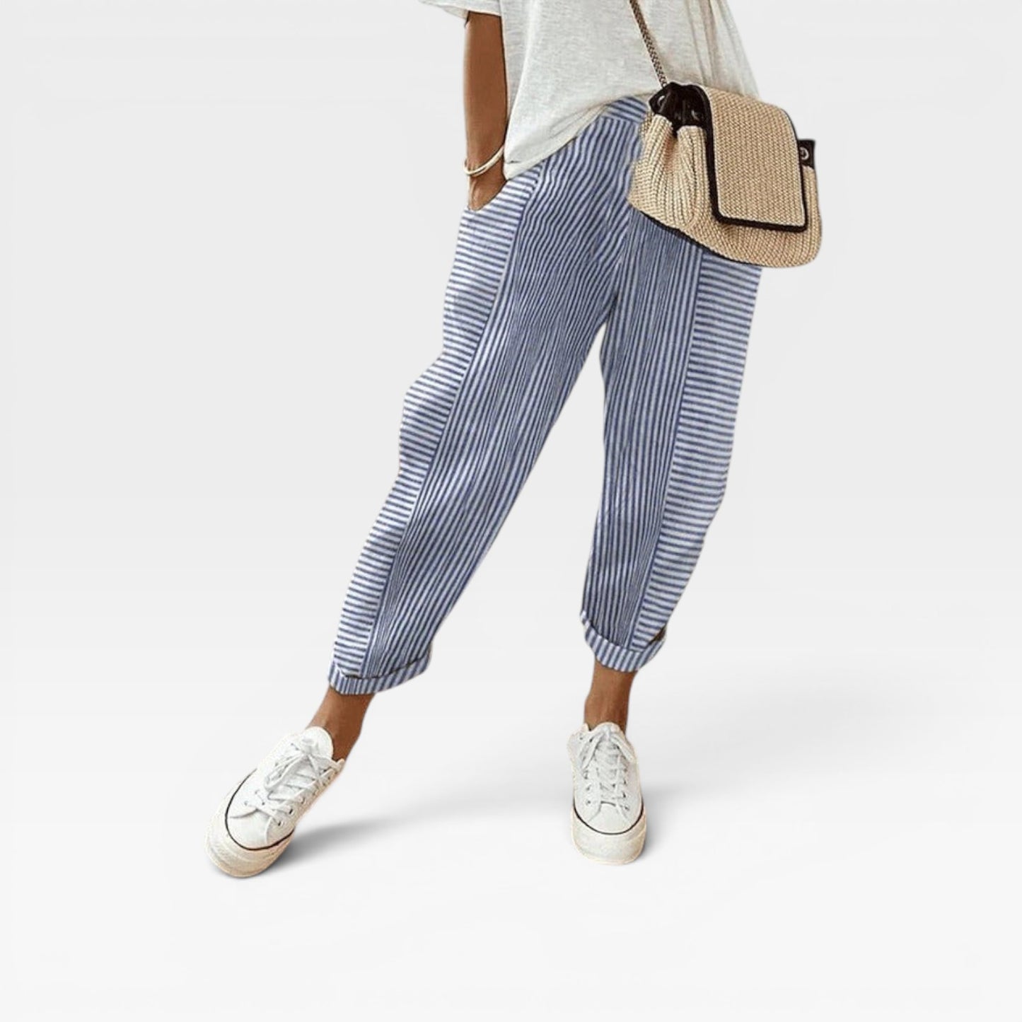 Casual Striped Trousers for Women – Lightweight, Breathable, All-Day Comfort