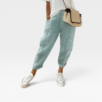 Casual Striped Trousers for Women – Lightweight, Breathable, All-Day Comfort